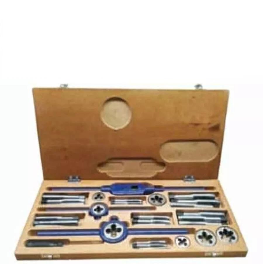 Set di fustelle per rubinetto e tondo, da 0 a 6 BA, kit di filettatura della British Association (BA), maschi in lega di acciaio temprato e matrici rotonde con chiave per rubinetto, matrice e