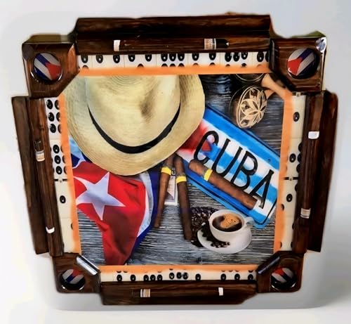 BuenoBonitoyComodo Folding Portable Wood Domino Table Cup Holders Mesa Domino Madera. Fathers Day/Mothers Day/Valentines/Birthday/Anniversary/Dia del Padre/Regalo Navidad (Sombrero Cuba)