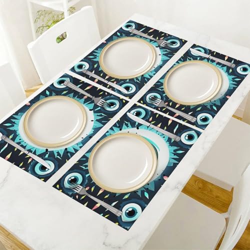 Sets de table mauvais yeux lavables et antidérapants pour cuisine - 7