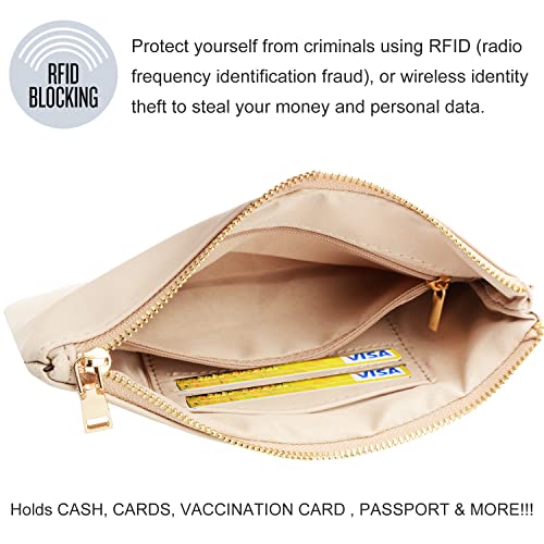 Image of COOLANS Silicone Bracelet Wristlet Wallet Credit Card Holder RFID ID Window Key Ring Tassel Slim Wallet Women Keychain Purse