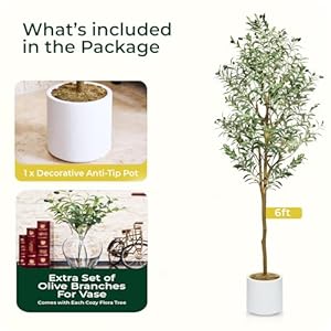 Faux Olive Tree 6ft - Realistic Olive Trees Artificial Indoor Home Decor - Potted Fake Tree with Thick Leaves and Branches - Lifelike Olive Plant Decor - Decorative Fake Olive Tree Faux Olive Tree 6ft Realistic Olive Trees Artificial Indoor Home Decor Potted Fake Tree with Thick Leaves and Branches Lifelike Olive Plant Decor Decorative Fake Olive Tree