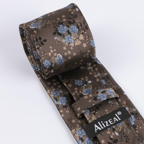 Image of Alizeal Mens 3.15inches Delicate Floral Tie with Small Flower Printed Handkerchief Set