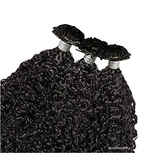 Kinky-Curly-Flat-Tip-Human-Hair-Extensions-Pre-Bonded-Brazilian-Remy-Hair-Sassy-Curly-Keratin-Fusion-Flat-Tipped-Glue-Hairpiece-Salon-Quality-For-Black-Women-100g-100Pieces-18inch-100pieces-4Dark-Brow