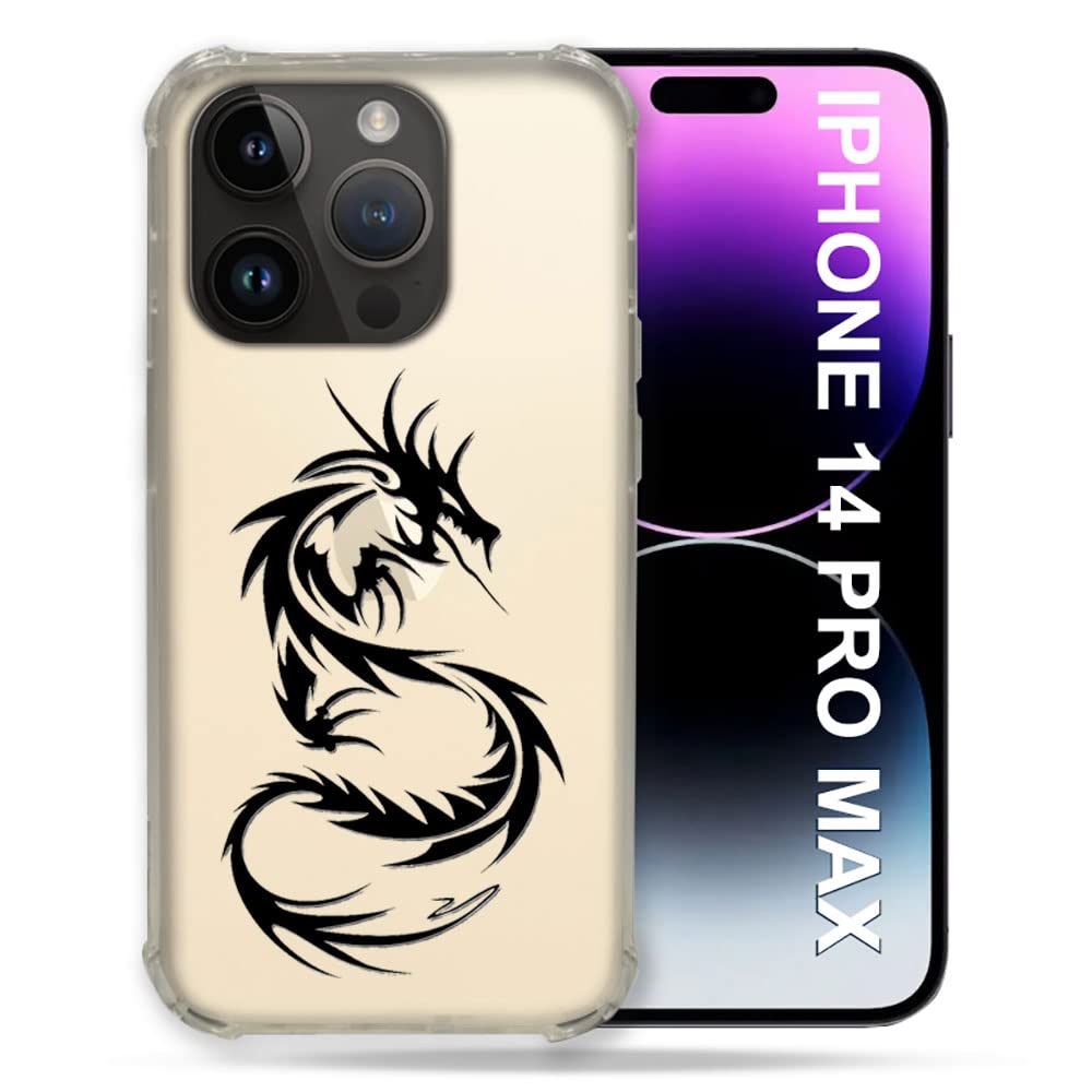 Coque Dragon Noir pour iPhone 14 Plus Cokitec transparente 6.7 pouces - 4