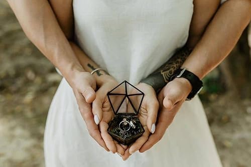 Miniatura 6 de Caja de anillo para ceremonia de boda, almohadas portador de anillos, caja de anillo de cristal, caja de anillo de propuesta, caja de anillo de