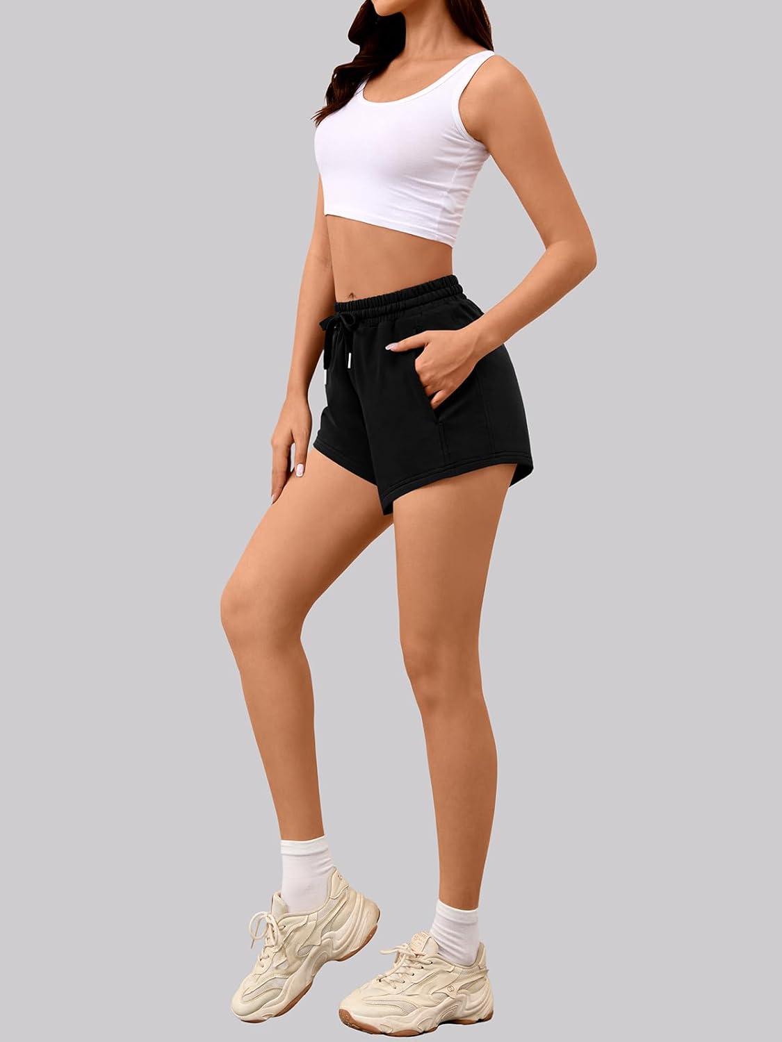 Sweat Shorts Women Comfy Trendy Casual Summer Drawstring Cotton Lounge Shorts Womens Athletic Outfits Clothes - Image 8