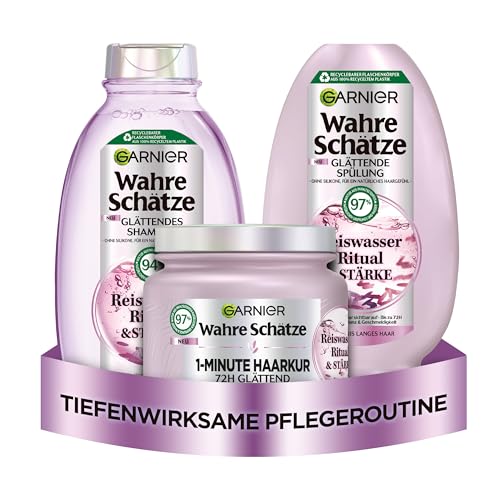 Shampooing et soin eau de riz Garnier Wahre Schätze pour l'éclat des cheveux mi-longs