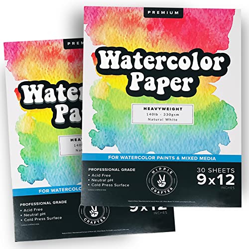 Papier aquarelle anti-gondolement pour peinture à l'eau et marqueurs en lot de 2