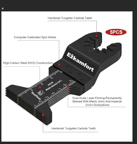 Ezkamfort 22Pcs Multi Tool Blade, Titanium Multitool Blade Kits for Wood Nails, Drywall, Japanese Tooth with Storage Bag, Universal Oscillating Saw Blades Compatible with Ryobi Makita Milwaukee 5 Ezkamfort 22Pcs Multi Tool Blade, Titanium Multitool Blade Kits for Wood Nails, Drywall, Japanese Tooth with Storage Bag, Universal Oscillating Saw Blades Compatible with Ryobi Makita Milwaukee - Image 5