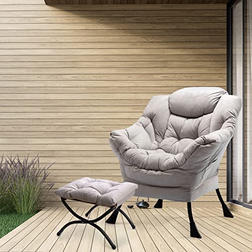 ALIMORDEN 人気ソファーチェア リクライニングチェア カウチソファ ローソファ パーソナルチェア 一人掛け リラックス ふわふわ ポケット付き ハイバック 北欧 グレー色 [3]