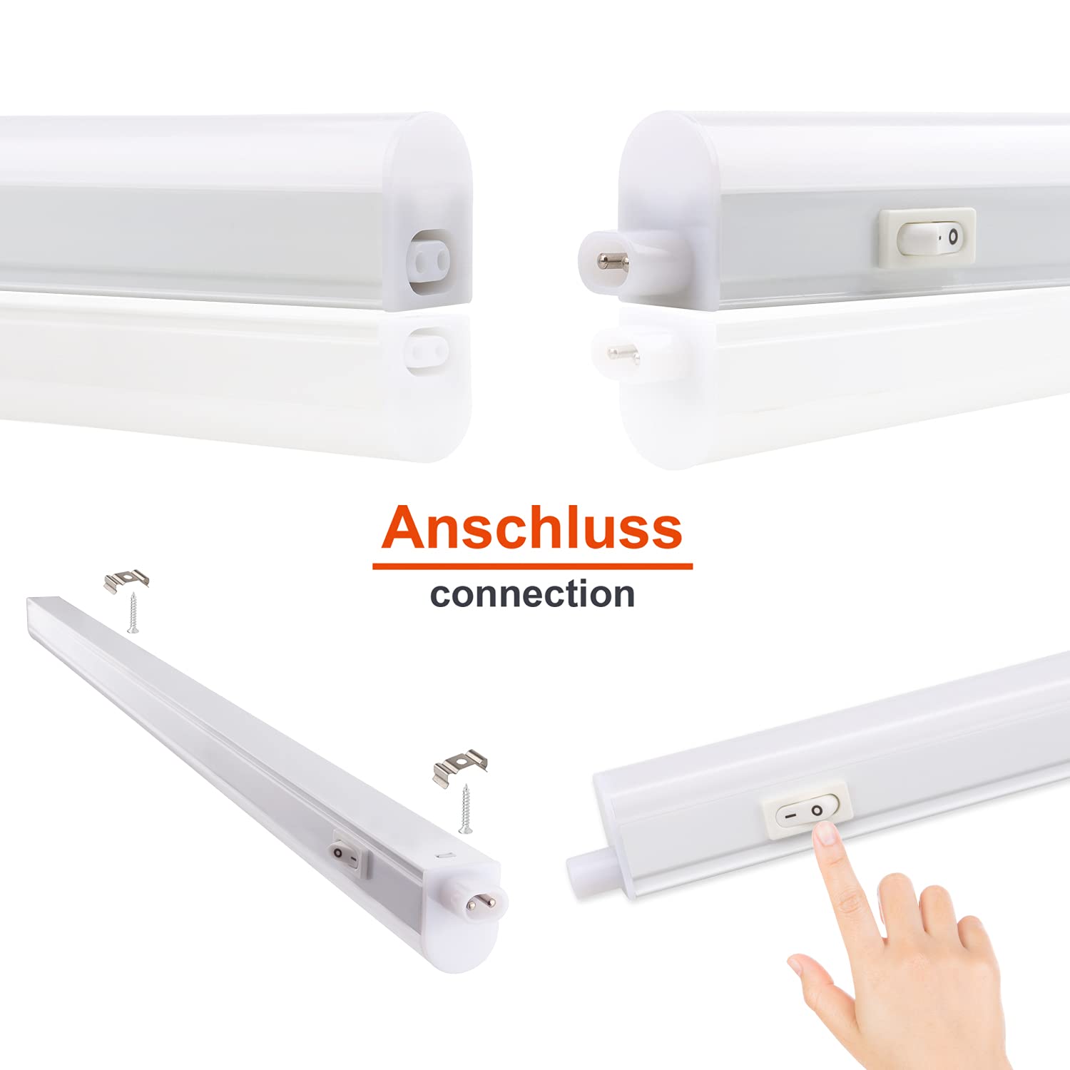 DA LIGHT Luce per armadietti a led 8W 57,5cm 750lm 4000k bianco neutro Luce per armadietti super luminosa per armadietti da cucina Vetrine Estendibile con sistema a innesto (3 pezzi)
