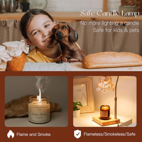 Adjustable Gold Candle Warmer Lamp with Timer and 2 Bulbs - Ideal Home Decor Gift for Women and Moms