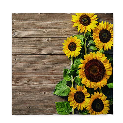Rectangle Polyester Tablecloths Distressed Rustic Wood Sunflowers Decorative Machine Washable Table Covers For Wedding