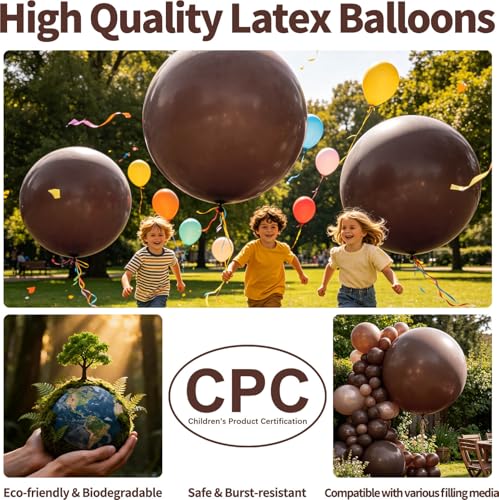 Image of 5Pcs Brown Big Balloons 36 Inch, Round Large Latex Party Balloons for Birthday Wedding Decorations