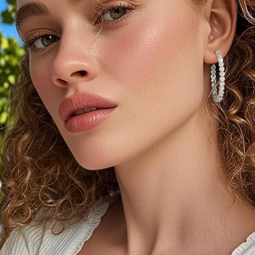 OOOPEL Heart Cubic Zirconia Large Hoop Earrings for Womens 925 Silver 14k Gold Plated Hypoallergenic Rhinestone Hoops Earring Sparkly Jewelry Gift 30/40/50/60mm2