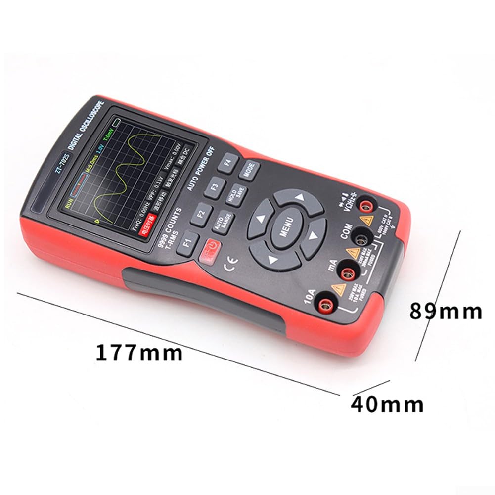 Hand-Oszilloskop, Oszilloskop-Multimeter, 9999 Zählungen, 10MHz Bandbreite 250MSa/s Abtastrate, Digital-Multimeter mit schnellerer Abtastrate, Gleichstrom/Wechselspannung/Strom-Test (B)