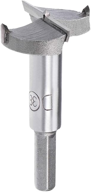 sourcingmap Forstner Drill Bits 38mm, Tungsten Carbide Wood Hole Saw Auger Opener, Woodworking Hinge Hole Drilling Boring Bit Cutter (Gray)