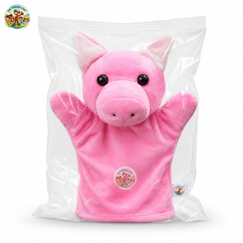 Image of Pig Puppet Soft Hand Puppet for Kids Role Play Storytelling Educational Toy
