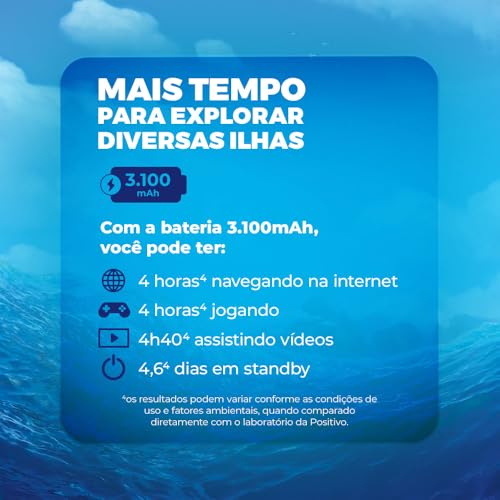 Tablet Positivo Vision TAB 7 Moana - Processador Octa-Core 3GB RAM 64GB Armazenamento, Tela 7” IPS,