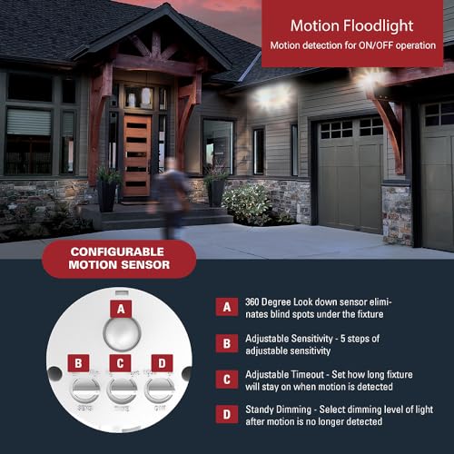 HALO TGS LED Motion Sensor High Output Single Square White Flood Light - image 5