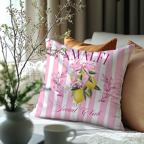 Image of Summer Lemon Coastal Pillow Covers 18x18, Amalfi Coast Decor,Mediterranean Amalfi Coast Party Decorative Throw Pillow Covers Pillowcases for Home Living Room Bedroom