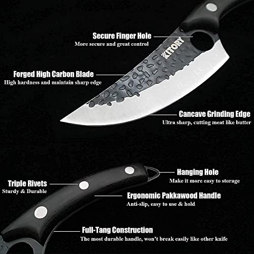 Hand-Forged Viking Boning Knife - 5.8" High Carbon Steel Butcher Knife with Ergonomic Wood Handle - Perfect for Meat Cutting, BBQ, Camping & Outdoor Cooking - Unique Gift for Chefs & Grill Masters — view 4