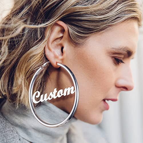 Image of Stainless Steel Chunky Hoop Earrings For Women, Minimalist and Chic, Black /Gold Plated, Round Hoops Earrings Hypoallergenic, Size: 30mm /40mm /60mm /80mm, Come with Box