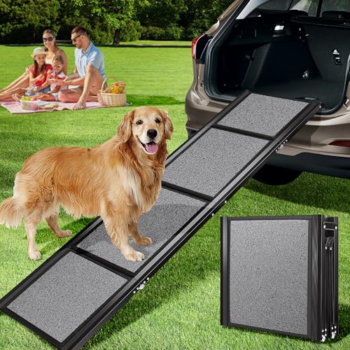 VIVOHOME Dog Ramp for Car, Stairs, 71" x 20" Extra Long & Wide Folding Dog Ramp with Anti-Slip Soft Surface for Medium or Large Dogs Get on a Bed, SUV Car & Truck, Up to 200 LBS by VIVOHOME - Used condition - US$69.73