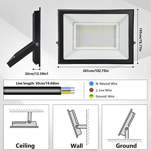 LED Baustrahler 100W Außenstrahler mit 10000 Lumen