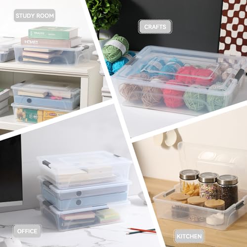 Bac de rangement empilable transparent novelinks Lot de 4 boîtes en plastique avec couvercle