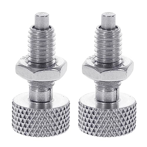 NUEAYMS 2 Pcs Spring Plunger Hand Retractable Spring Plunger Lock Out for Tool Box Spring Loaded Plunger Knob Silver Handle Knurled Knobs