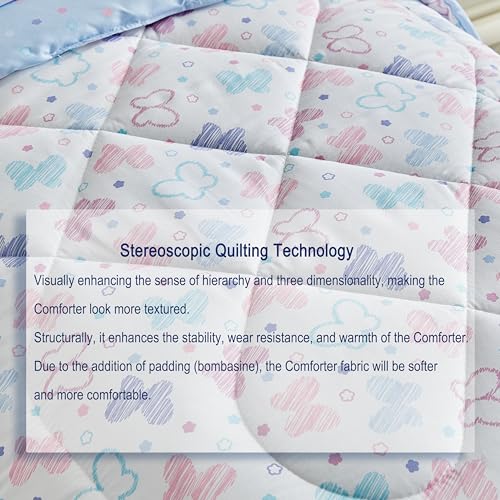 Image of JHXHMX Butterfly Toddler Bedding Set for Girls,4 Pieces Bed-in-a-Bag Toddler Bed Set,Soft Crib Comforter Sheet Set Including Comforter,Fitted Sheet,Flat Sheet and Pillowcase-White
