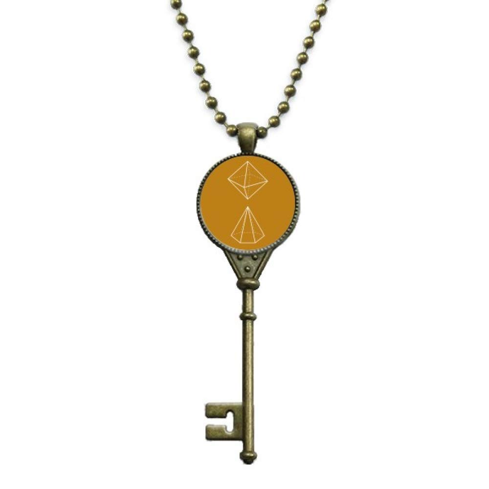 Mathematical Geometric Space Opposite Combination Key Necklace Pendant Tray Embellished Chain