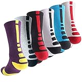 Boys Sock Basketball Soccer Hiking Ski Athletic Outdoor Sports Thick Calf High Elite Crew Sock 6 Pack B, Size M