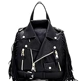 Trendeology Moto Jacket Design Bike Vegan Leather Fringed Saddle Bag Fashion Backpack Purse