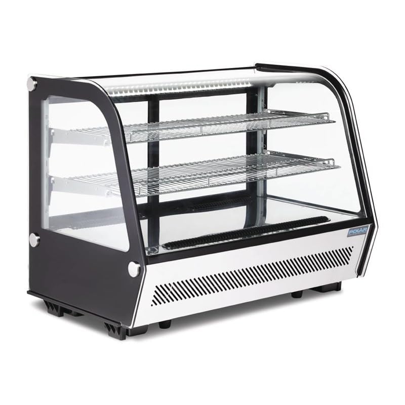 Polar - G-Series GP291 - Réfrigérateur de comptoir pour confiserie, Noir, 160 L – Acier inoxydable et verre, classe énergétique A, lumière LED
