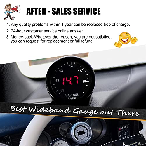 image for Gelessy 30-4110 UEGO Air/Fuel Ratio Gauge AFR 52mm with 4.9 LSU Sensor