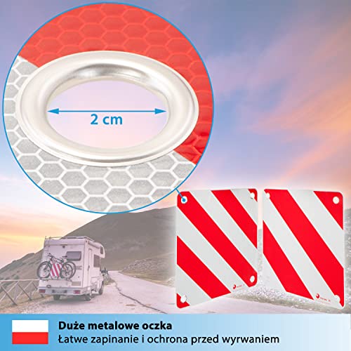 valonic Znak ostrzegawczy – 3w1 na Włochy, Hiszpanię i Portugalię – 50x50cm, odblaskowy, do kampera, przyczepy kempingowej, bagażnika rowerowego, bagażnika tylnego