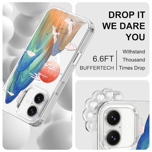 MOSNOVO for iPhone 17 Case, Compatible with Magsafe, Shockproof Military-Grade Protection, Camera Control, Magnetic Clear Phone Case for iPhone 17, Celestial Cranes Design by MOSNOVO - Used condition - Image 5