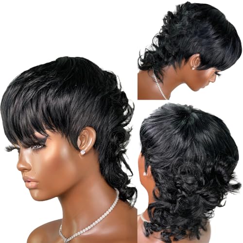 QITAQOTA Mullet Wigs for Black Women - Pixie Cut, Short