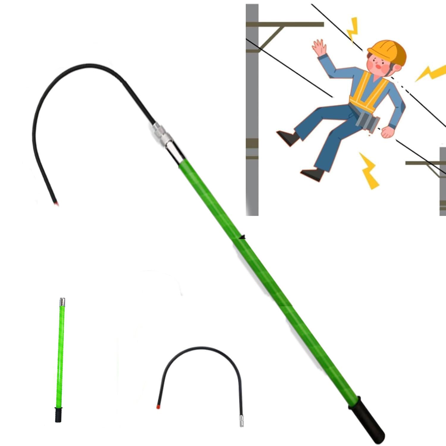 GHHVFEC Electrocution Emergency Rescue Sticks,Portable Hotstick Rescue Hook, Insulated Rescue Hook, Withstands 35KV,DetachableHook Head 1m/3.2ft
