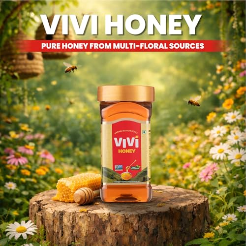 Image of VIVI Natural Honey - 500g | 100% Pure Honey | No Sugar Adulteration | Naturally Rich in Anti-Oxidants | Non-GMO Project Verified | Globally Certified (Pack of 3)