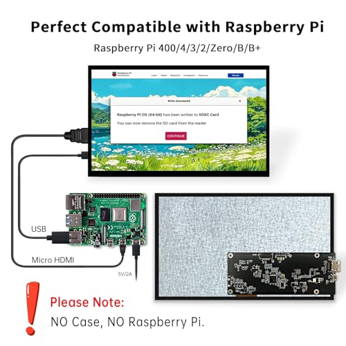 Image of HAMTYSAN Raspberry Pi Screen 10.1'' HDMI Monitor 1024x600 IPS LCD Display 16:9 Laptop External Monitor for Raspberry Pi 5 /4 /3 Win 11 /10 /8 /7, Non-Touch, Free-Driver