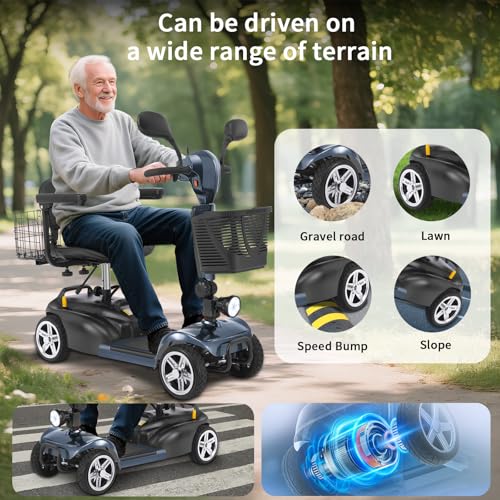 Image of Mobility Scooter for Seniors /Adults,20 /35 Miles up to 300lbs Capacity, 4 Wheels Mobility Scooters 350W 7MPH,USB Charging Detachable Lithium Battery with Rear Mirror