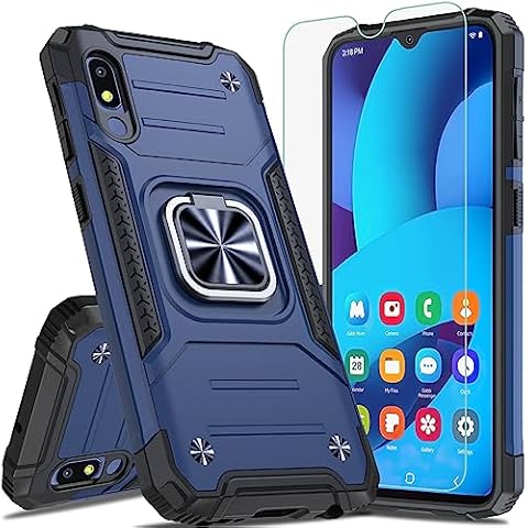 BESINPO Compatible with Gabb Phone Plus Case with Screen Protector, Samsung A10E Military Grade Shockproof Rugged with Ring Kickstand Heavy Duty Armor Case for Gabb Phone Plus 5.83 inch-Blue Cover