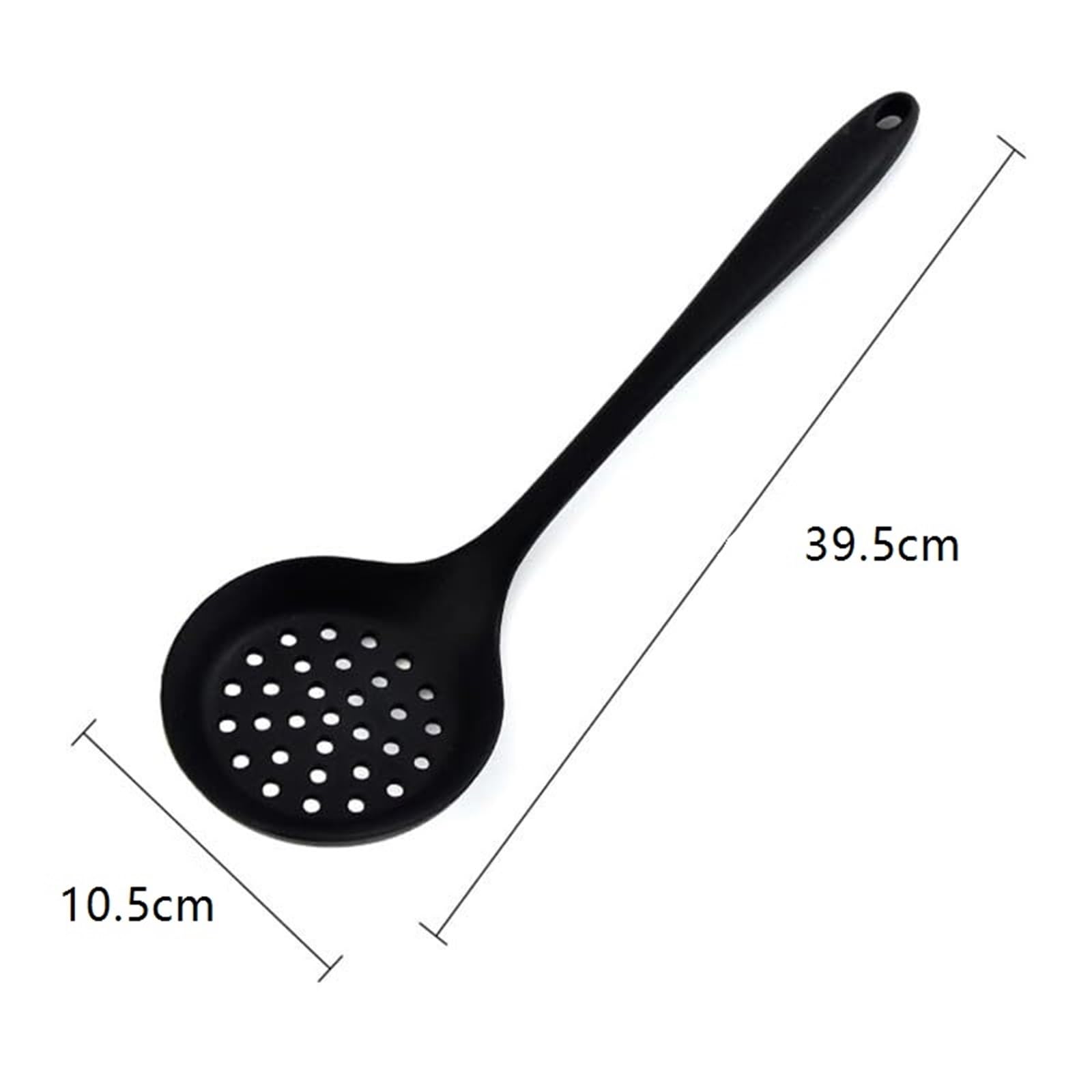 Espumadera De Cocina Filtro De Silicona con Mango Largo, Cacerola Antiadherente, Filtro De Cocina, Cuchara, Cacerola, Herramientas De Cocina para Cocinar Y Freír(Black)
