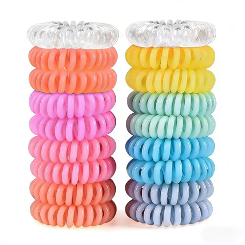 TIZZYT Basic Spiral Hair Ties, No Crease Hair Ties, 18 Count - Macaron Color