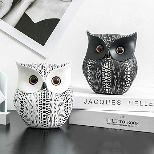 Owl Decor Statue Sculpture For Home, Office, Bookshelf,Tv Stand Decoration Resin Animal Sculpture Minimalist Style Crafts Gift For Friend Or Family, Animal Lovers (Black+White) #TOP3
