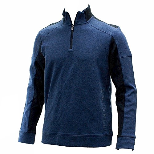 Calvin Klein Men's Long Sleeve Q-Zip Color Blocked Double Knit Pull Over
