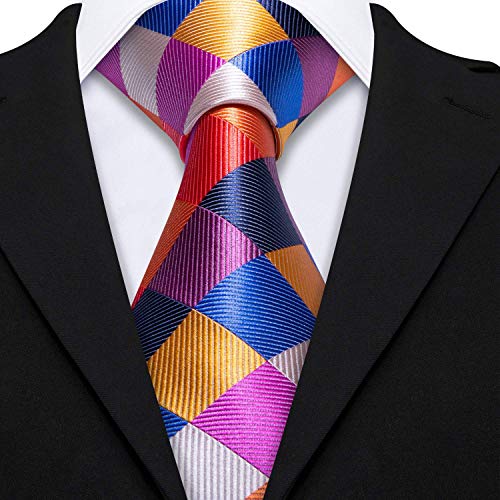 Image of Barry.Wang Ties for Men Silk Tie Sets Polka Dot Woven Necktie Pocket Square Cufflinks Business Wedding
